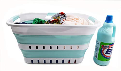 SAMMART Set of 2-30L (8 gallon) Collapsible Plastic Laundry Basket - Foldable Pop Up Storage Container/Organizer - Portable Washing Tub - Space Saving Hamper/Basket