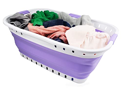 SAMMART 44L (11.62 gallon) Collapsible Plastic Laundry Basket - Foldable Pop Up Storage Container/Organizer - Portable Washing Tub - Space Saving Hamper/Basket