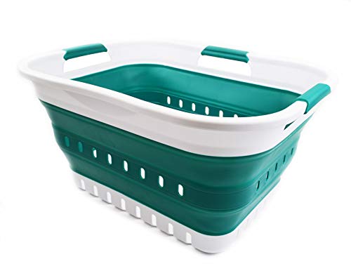 SAMMART Set of 2-30L (8 gallon) Collapsible Plastic Laundry Basket - Foldable Pop Up Storage Container/Organizer - Portable Washing Tub - Space Saving Hamper/Basket