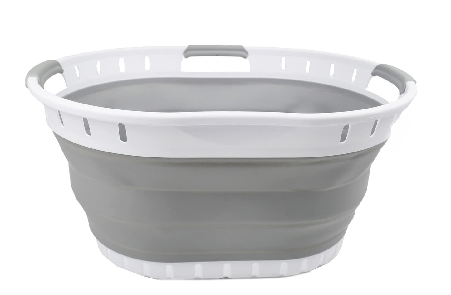 Collpasible Laundry Basket (25L Collapsible Laundry Basket with Holes (White/Grey)