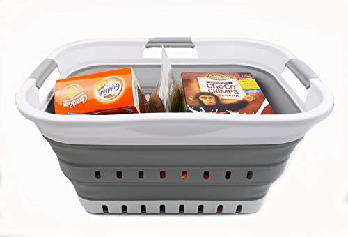 SAMMART Set of 2-30L (8 gallon) Collapsible Plastic Laundry Basket - Foldable Pop Up Storage Container/Organizer - Portable Washing Tub - Space Saving Hamper/Basket