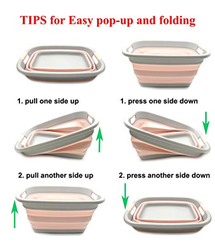 SAMMART 31L (8.1 gallon) Collapsible Plastic Laundry Basket-Pop Up Storage Container - Portable Washing Tub - Space Saving Hamper/Basket, Water capacity: 23L (6 gallon)
