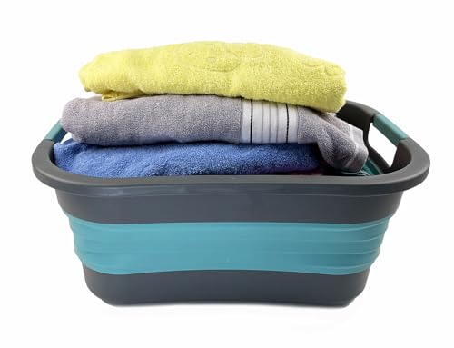 SAMMART 30L (7.9 gallon) Collapsible Plastic Laundry Basket - Foldable Pop Up Storage Container/Organizer - Portable Washing Tub - Space Saving Hamper/Basket