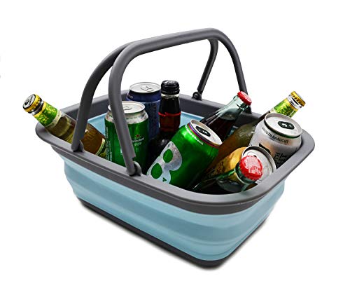 SAMMART SAMMART 9.2L (2.37Gallon) Collapsible Tub with Handle - Portable Outdoor Picnic Basket/Crater - Foldable Shopping Bag - Space Saving Storage Container