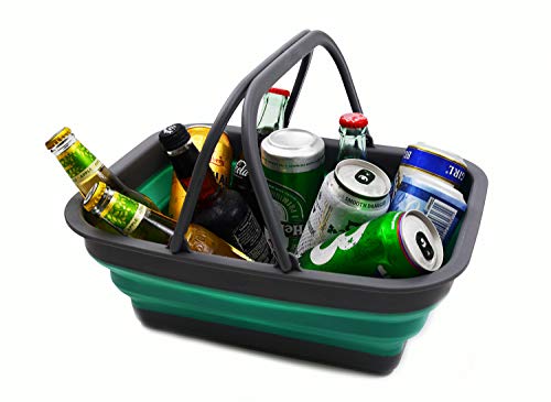 SAMMART SAMMART 9.2L (2.37Gallon) Collapsible Tub with Handle - Portable Outdoor Picnic Basket/Crater - Foldable Shopping Bag - Space Saving Storage Container