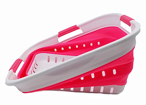 SAMMART 30L (8 gallon) Collapsible 3 Handled Plastic Laundry Basket - Foldable Pop Up Storage Container/Organizer - Portable Washing Tub - Space Saving Hamper/Basket