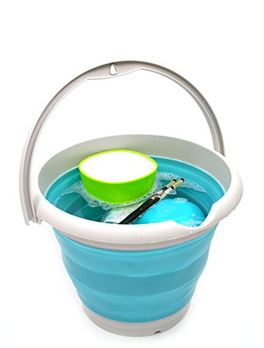 SAMMART 10L (2.6 Gallon) Collapsible Plastic Bucket - Foldable Round Tub - Portable Fishing Water Pail - Space Saving Outdoor Waterpot, Size 33cm Dia