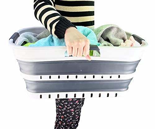 Collpasible Laundry Basket (21L Collapsible Laundry Basket with Holes (White/Grey))