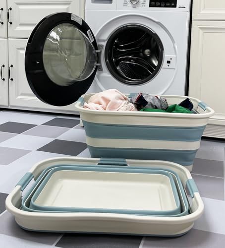 SAMMART 42L (11 gallons) Collapsible Plastic Laundry Basket - Foldable Pop Up Storage Container/Organizer - Portable Washing Tub - Space Saving Hamper/Basket