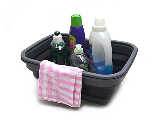 SAMMART SAMMART 9.2L (2.37Gallon) Collapsible Tub with Handle - Portable Outdoor Picnic Basket/Crater - Foldable Shopping Bag - Space Saving Storage Container