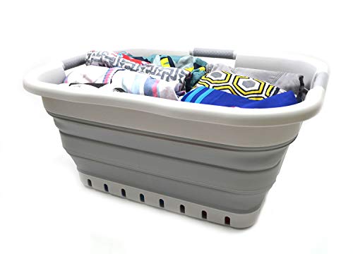 SAMMART 41L (10.8 gallon) Collapsible Plastic Laundry Basket - Foldable Pop Up Storage Container/Organizer - Portable Washing Tub - Space Saving Hamper/Basket