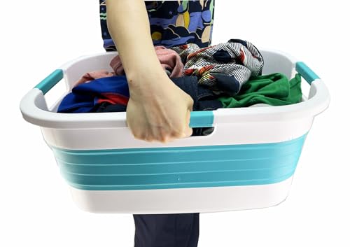 SAMMART 30L (7.9 gallon) Collapsible Plastic Laundry Basket - Foldable Pop Up Storage Container/Organizer - Portable Washing Tub - Space Saving Hamper/Basket
