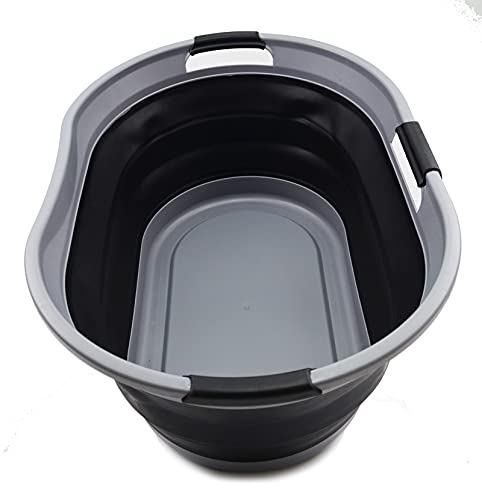 SAMMART 44L (11.6 Gallon) Collapsible Plastic Laundry Basket - Foldable Pop Up Storage Container/Organizer - Portable Washing Tub - Space Saving Hamper/Basket - Water Capacity: 35L(9.2 Gallon)