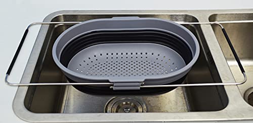 SAMMART 5L (1.3 gallon) Expandable & Collapsible Over The Sink Rectangular Colander
