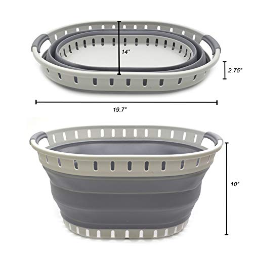 SAMMART 25L (6.6 gallon) Collapsible Plastic Laundry Basket - Foldable Pop Up Storage Container/Organizer - Portable Shopping Basket - Space Saving Hamper