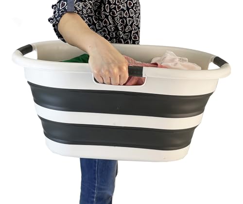 SAMMART 40L (10.5 gallon) Collapsible Plastic Laundry Basket - Foldable Storage Container- Portable Washing Tub - Space Saving Hamper