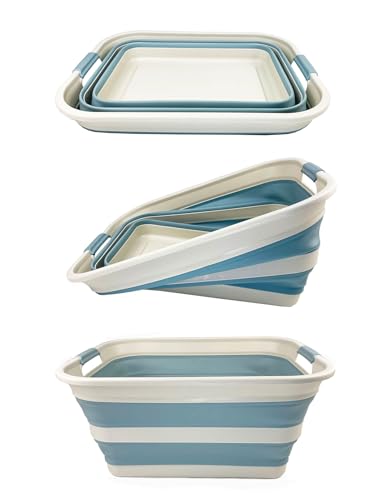 SAMMART 42L (11.09 Gallons) Collapsible Plastic Laundry Basket - Foldable Pop Up Storage Container/Organizer - Portable Washing Tub - Space Saving Hamper/Basket