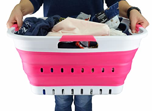 SAMMART Set of 2-30L (8 gallon) Collapsible Plastic Laundry Basket - Foldable Pop Up Storage Container/Organizer - Portable Washing Tub - Space Saving Hamper/Basket