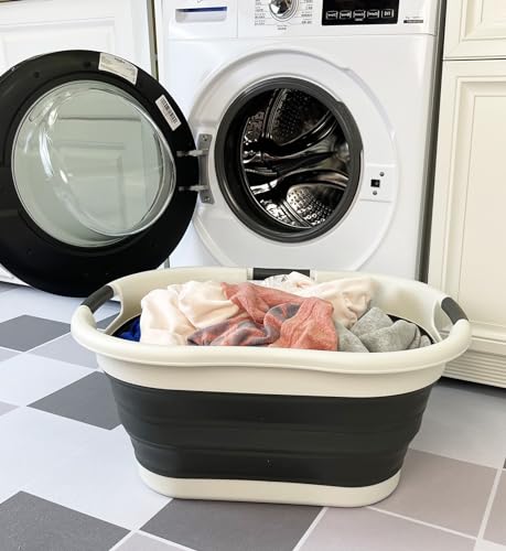 SAMMART 40L (10.5 gallon) Collapsible Plastic Laundry Basket - Foldable Pop Up Storage Container/Organizer - Portable Washing Tub - Space Saving Hamper/Basket