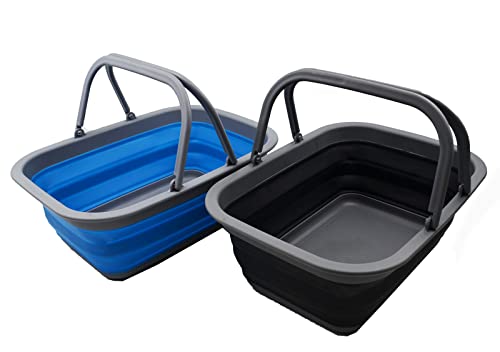 SAMMART SAMMART 9.2L (2.37Gallon) Collapsible Tub with Handle - Portable Outdoor Picnic Basket/Crater - Foldable Shopping Bag - Space Saving Storage Container