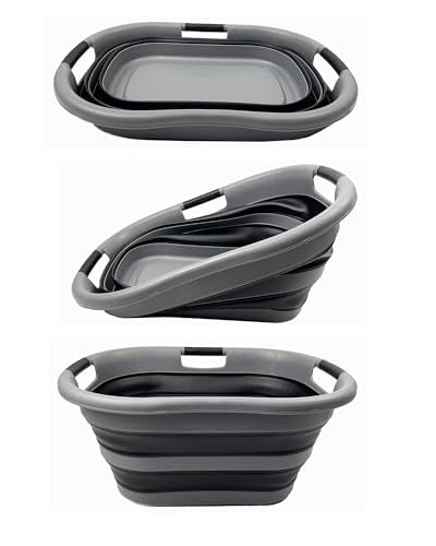 SAMMART 40L (10.5 gallon) Collapsible Plastic Laundry Basket - Space Saving Storage Container/Organizer - Portable Washing Tub - Foldable Pop Up Hamper/Basket