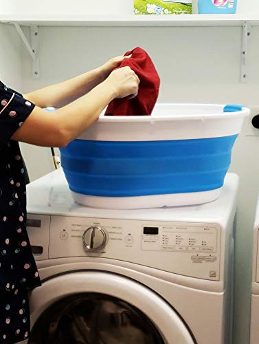 SAMMART 39L(10.3 gallon) Collapsible Plastic Laundry Basket - Oval Tub/Basket - Foldable Storage Container-Portable Washing Tub - Space Saving Laundry Hamper, Water capacity: 30L (7.9 gallon)