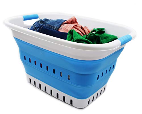 SAMMART 37L (9.77 gallon) Collapsible Plastic Laundry Basket - Foldable Pop Up Storage Container/Organizer - Space Saving Hamper/Basket
