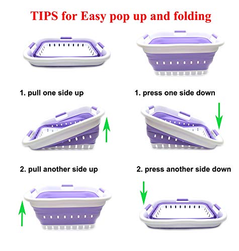 SAMMART Collapsible 3 Handled Plastic Laundry Basket - Foldable Pop Up Storage Container/Organizer - Portable Basket - Space Saving Hamper/Basket