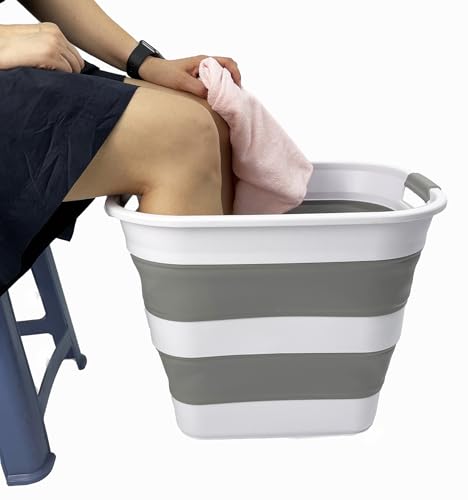 SAMMART 40L (10.5 Gallon) Set of 2 Collapsible Plastic Laundry Basket - Foldable Pop Up Storage Container/Organizer - Portable Laundry Hamper - Space Saving Washing Tub