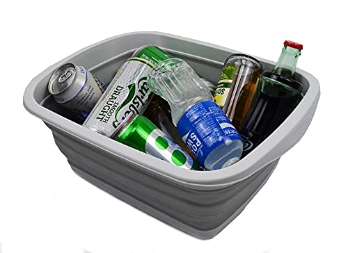 SAMMART 10L (2.6 Gallon) Collapsible Tub-Foldable Dish Tub-Portable Washing Basin-Space Saving Plastic Washtub