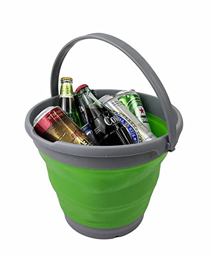 SAMMART 10L (2.6 gallons) Collapsible Plastic Bucket -Portable Round Tub with Handle- Foldable Fishing Water Pail - Space Saving Pop Up