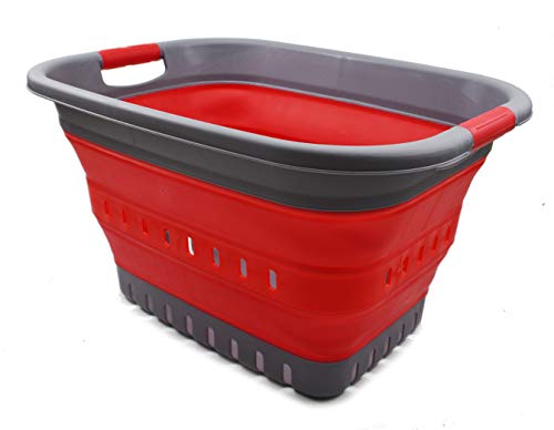 SAMMART 37L (9.77 gallon) Collapsible Plastic Laundry Basket - Foldable Pop Up Storage Container/Organizer - Space Saving Hamper/Basket