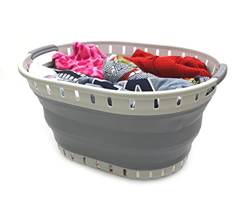 SAMMART 25L (6.6 gallon) Collapsible Plastic Laundry Basket - Foldable Pop Up Storage Container/Organizer - Portable Shopping Basket - Space Saving Hamper