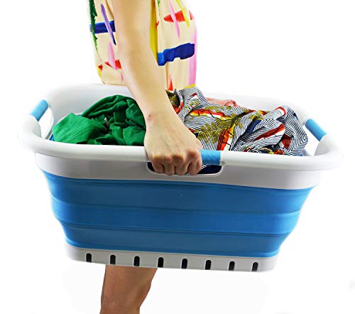 SAMMART 41L (10.8 gallon) Collapsible Plastic Laundry Basket - Foldable Pop Up Storage Container/Organizer - Portable Washing Tub - Space Saving Hamper/Basket