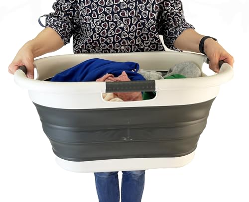 SAMMART 40L (10.5 gallon) Collapsible Plastic Laundry Basket - Foldable Pop Up Storage Container/Organizer - Portable Washing Tub - Space Saving Hamper/Basket