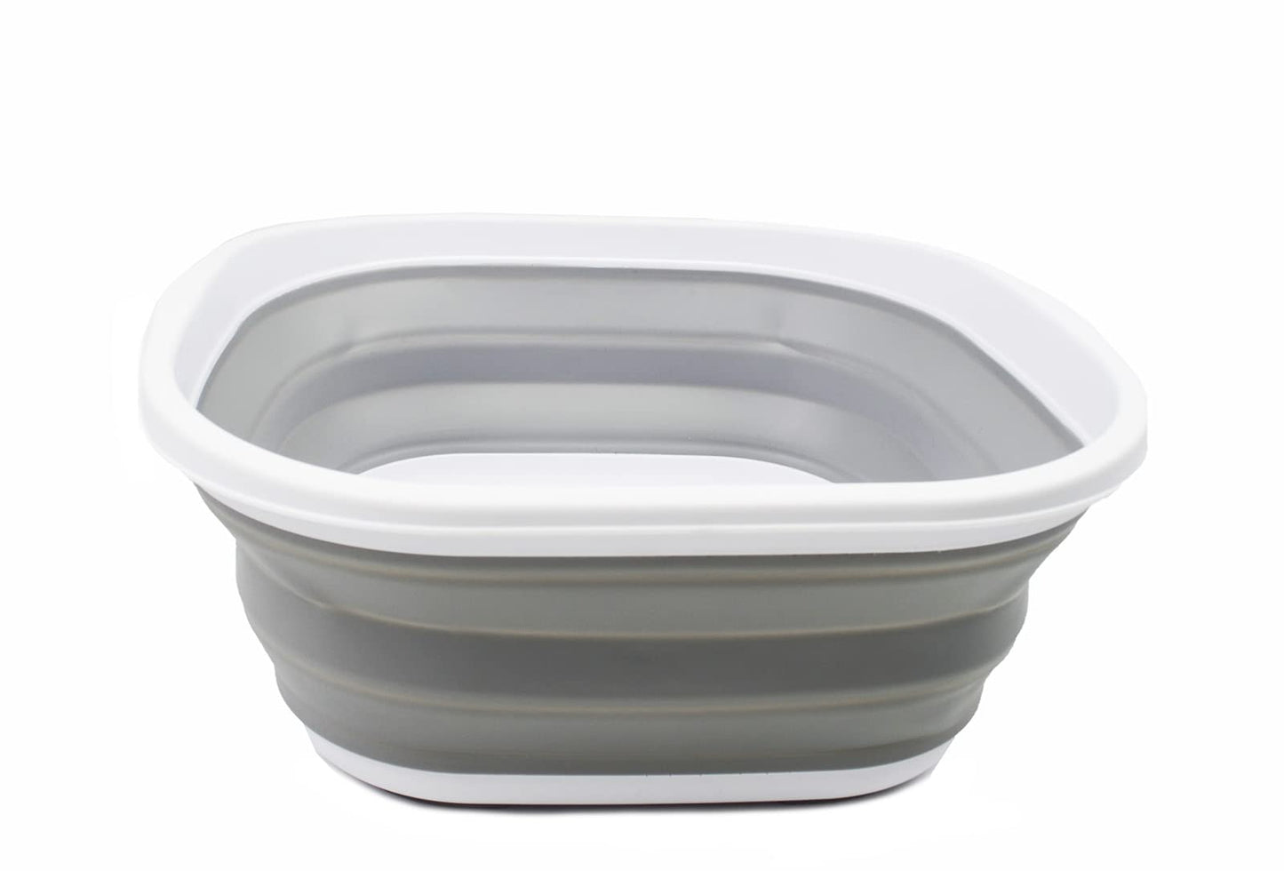 SAMMART Collapsible Tub (10L Collapsible Rectangular Tub (White/Grey))