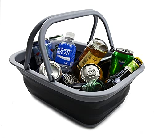 SAMMART SAMMART 9.2L (2.37Gallon) Collapsible Tub with Handle - Portable Outdoor Picnic Basket/Crater - Foldable Shopping Bag - Space Saving Storage Container
