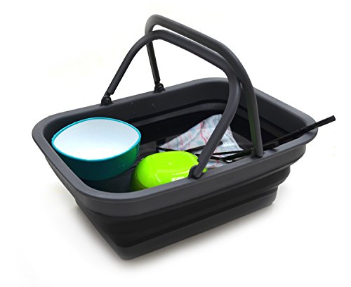 SAMMART SAMMART 9.2L (2.37Gallon) Collapsible Tub with Handle - Portable Outdoor Picnic Basket/Crater - Foldable Shopping Bag - Space Saving Storage Container