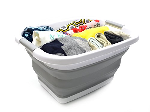 SAMMART Set of 2-21L(5.5 gallon) Collapsible Laundry Basket/Tub-Foldable Storage Container-Portable Washing Bin - Space Saving Hamper, Water capacity: 17L (4.4 gallon)