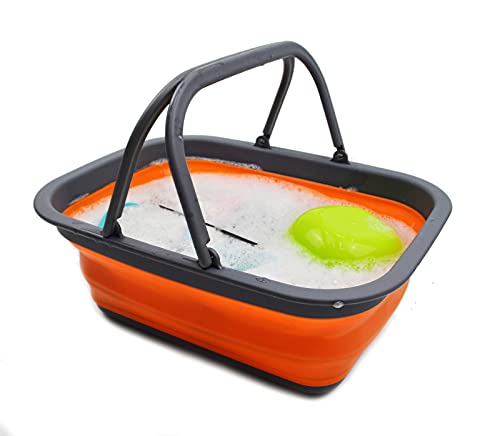 SAMMART 9.2L & 19L Collapsible Tub with Handle - Portable Outdoor Picnic Basket/Crater - Foldable Shopping Bag - 2 Pieces