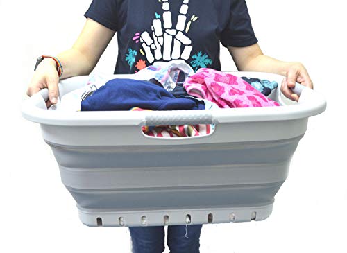 SAMMART 41L (10.8 gallon) Collapsible Plastic Laundry Basket - Foldable Pop Up Storage Container/Organizer - Portable Washing Tub - Space Saving Hamper/Basket