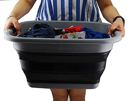 SAMMART Set of 2-21L(5.5 gallon) Collapsible Laundry Basket/Tub-Foldable Storage Container-Portable Washing Bin - Space Saving Hamper, Water capacity: 17L (4.4 gallon)