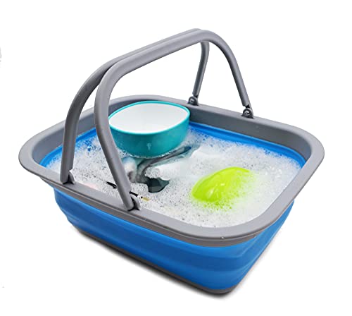 SAMMART SAMMART 9.2L (2.37Gallon) Collapsible Tub with Handle - Portable Outdoor Picnic Basket/Crater - Foldable Shopping Bag - Space Saving Storage Container