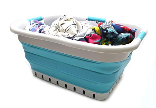 SAMMART 41L (10.8 gallon) Collapsible Plastic Laundry Basket - Foldable Pop Up Storage Container/Organizer - Portable Washing Tub - Space Saving Hamper/Basket