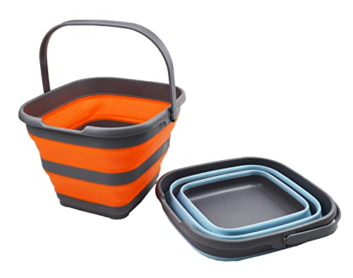 SAMMART 10L (2.6 Gallon) Set of 2 Collapsible Rectangular Handy Basket/Bucket