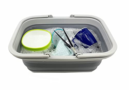 SAMMART 9.2L (2.37Gallon) Collapsible Tub with Handle - Portable Outdoor Picnic Basket/Crater - Foldable Shopping Bag - Space Saving Storage Container