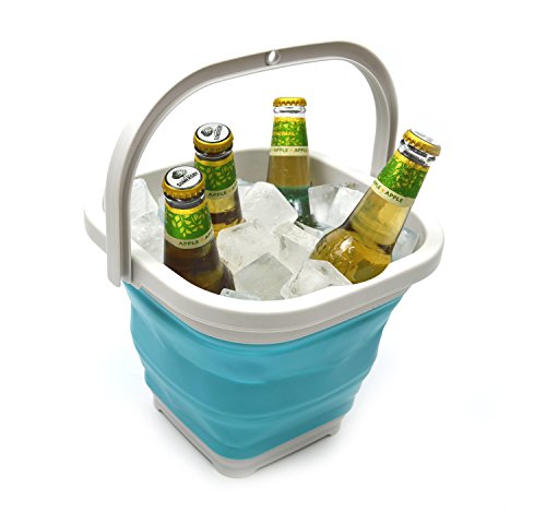 SAMMART 2.6L (0.68 Gallon) Super Mini Sqare Collapsible Plastic Bucket - Foldable Square Tub - Portable Fishing Water Pail - Space Saving Outdoor Waterpot