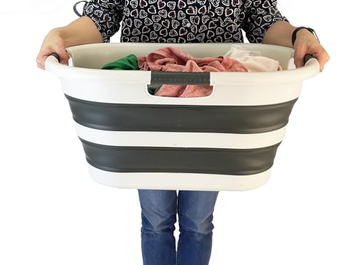 SAMMART 40L (10.5 gallon) Collapsible Plastic Laundry Basket - Foldable Storage Container- Portable Washing Tub - Space Saving Hamper