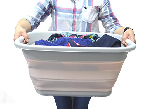 SAMMART 31L (8.1 gallon) Collapsible Plastic Laundry Basket-Pop Up Storage Container - Portable Washing Tub - Space Saving Hamper/Basket, Water capacity: 23L (6 gallon)