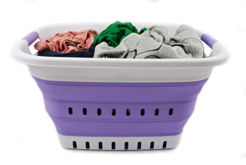 SAMMART 37L (9.77 gallon) Collapsible Plastic Laundry Basket - Foldable Pop Up Storage Container/Organizer - Space Saving Hamper/Basket